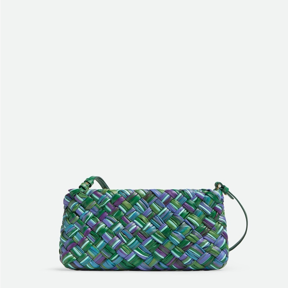 BOTTEGA VENETA KALIMERO CHA-CHA FOULARD INTRECCIO SMALL SHOULDER BAG IN GREEN
